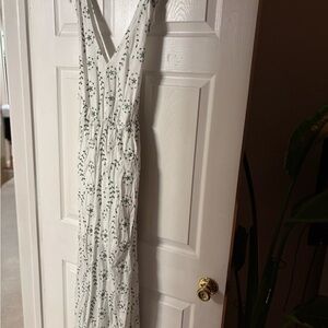 a new day White Maxi Dress with Green Floral Pattern